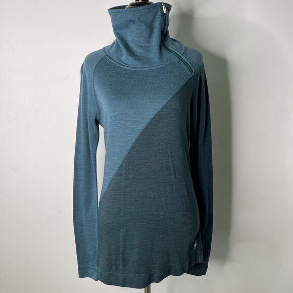 Smartwool Women's Green Merino Asymmetrical Fleece Top Size Medium - Picture 1 of 11